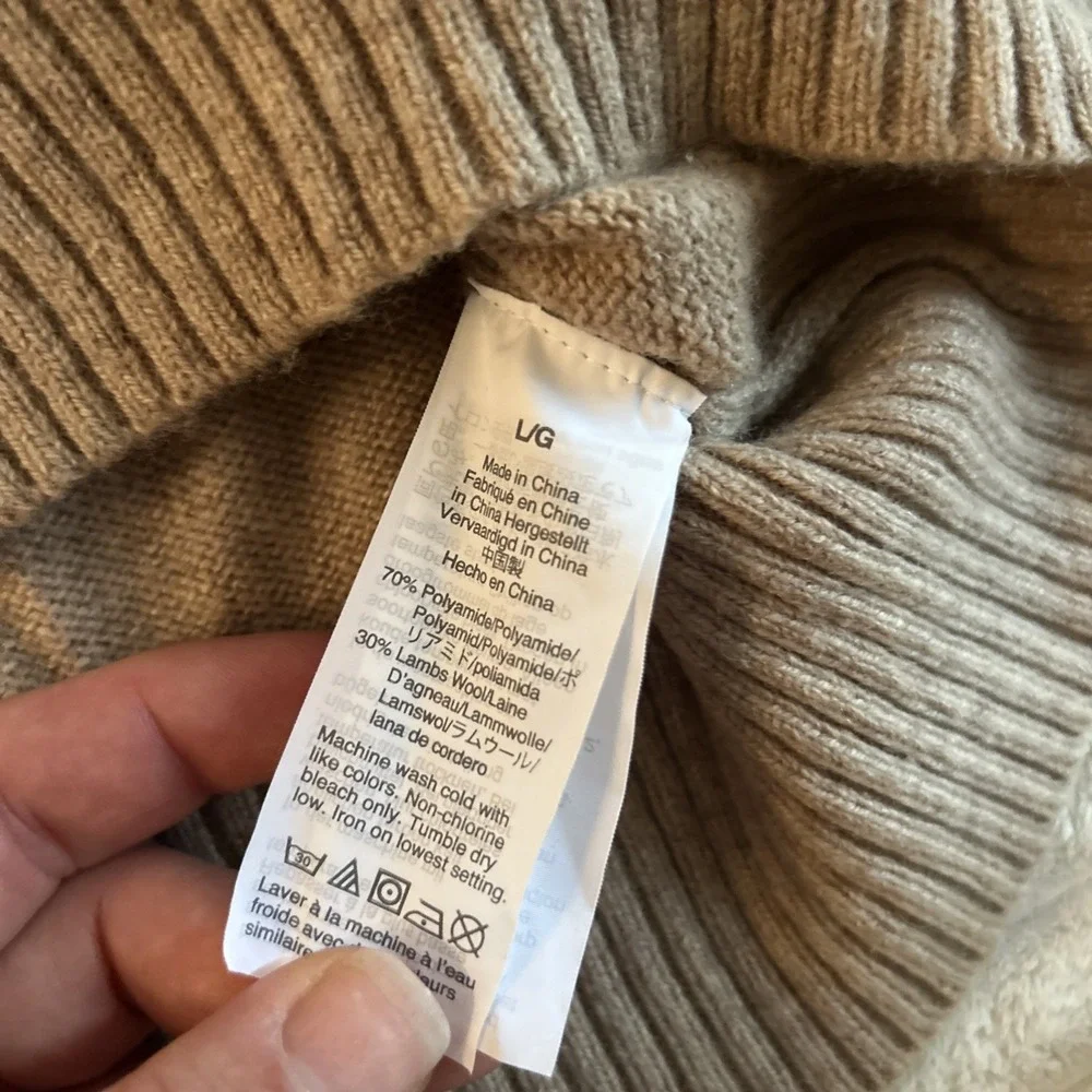 J.CREW Tan Wool Blend Crew Neck Pullover Sweater Sz L Preppy Academic Beige
